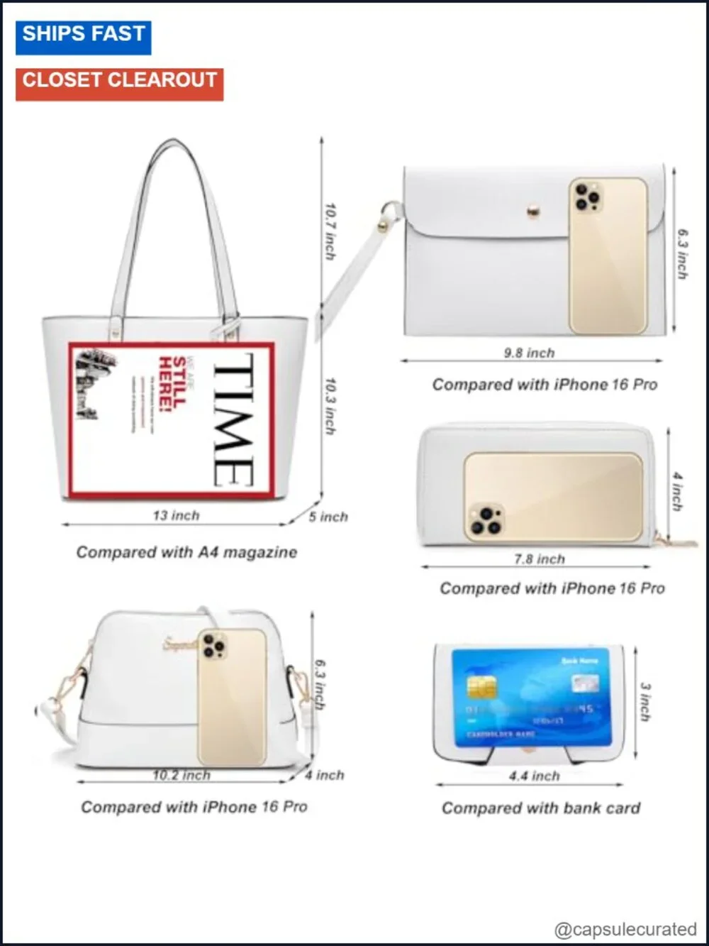 Women's Faux Leather Satchel Tote Set with Wallet and Clutch